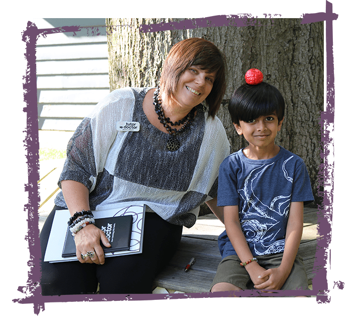 Jessica Bush & Kapur Sitting in Front of a Tree