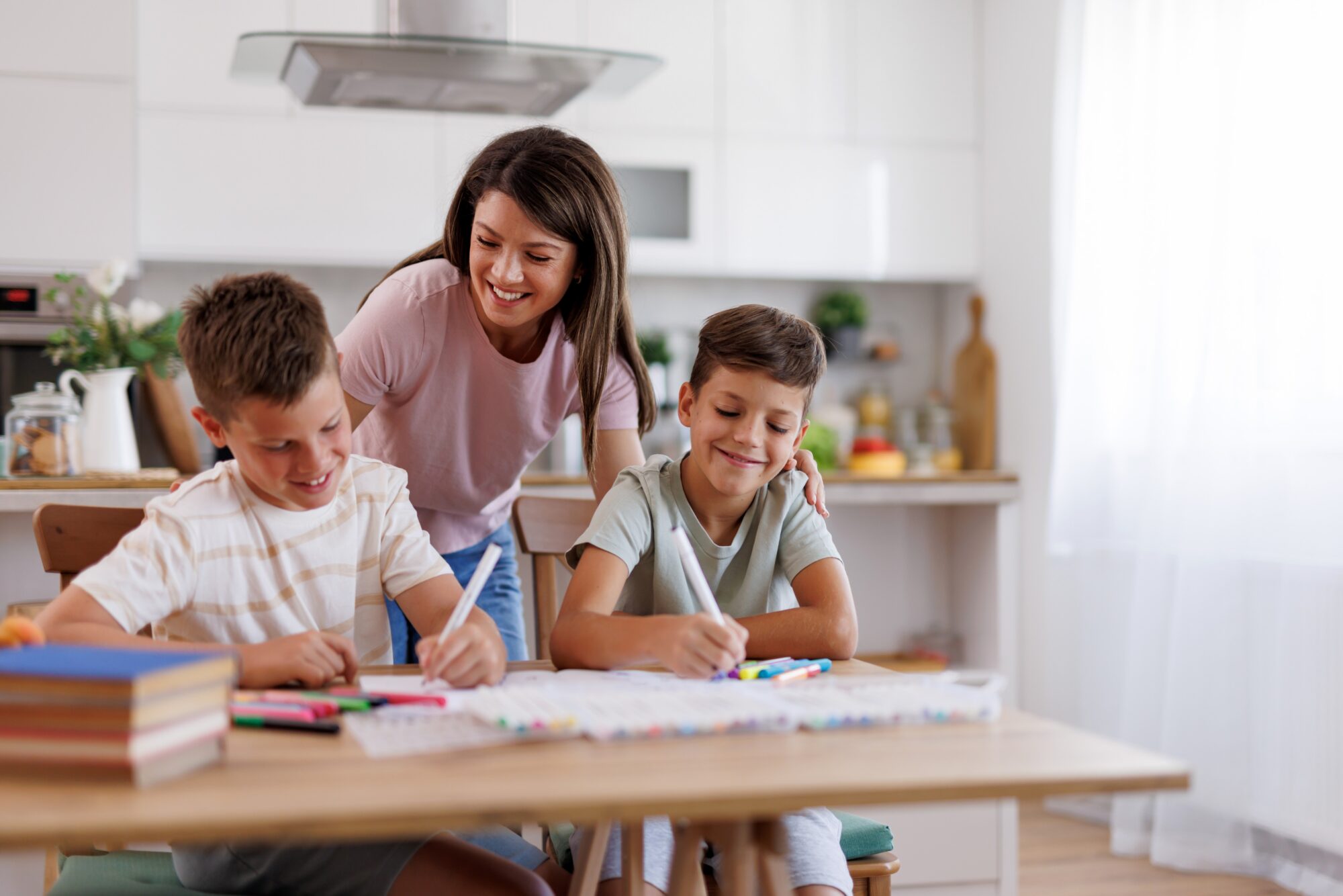 Homeschool family learning together
