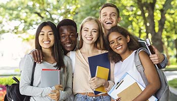 College kids smiling at camera