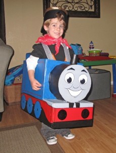 Boy in Thomas the Tank Engine Costume