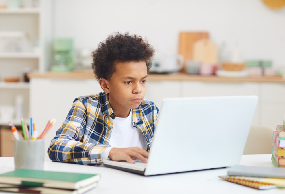 A student works with an online private English tutor in Minneapolis 