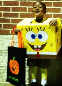 Boy in Spongebob Squarepants Box Costume