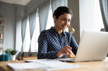 young woman studying for the SAT