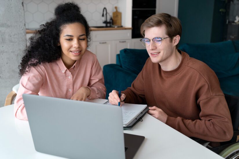 Students sit and study for the PSAT