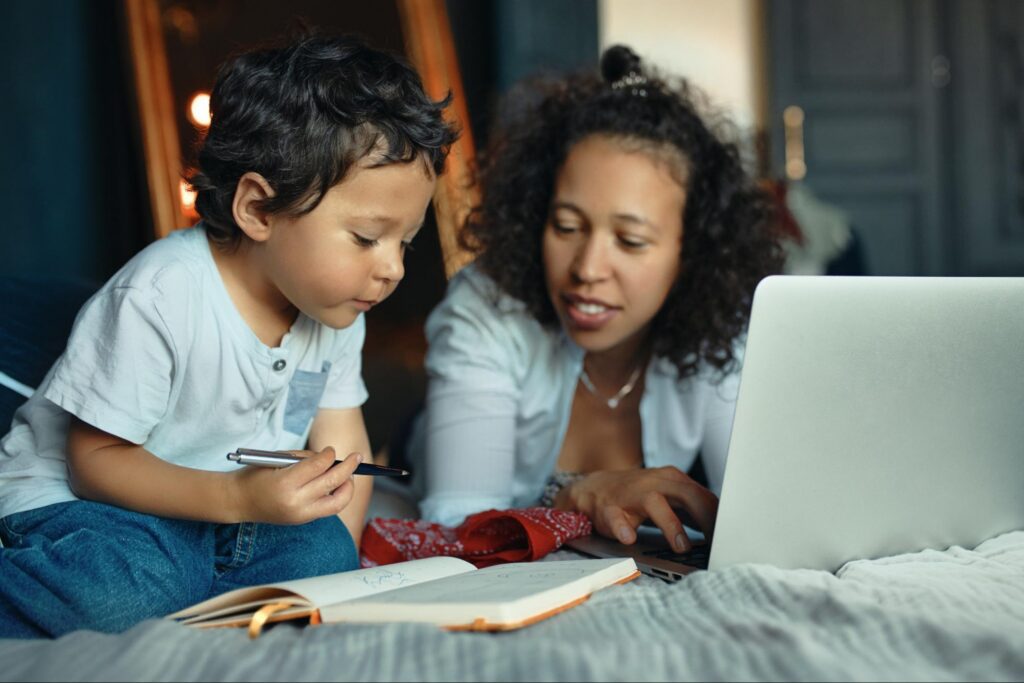 Parent teaching her child how to succeed at math